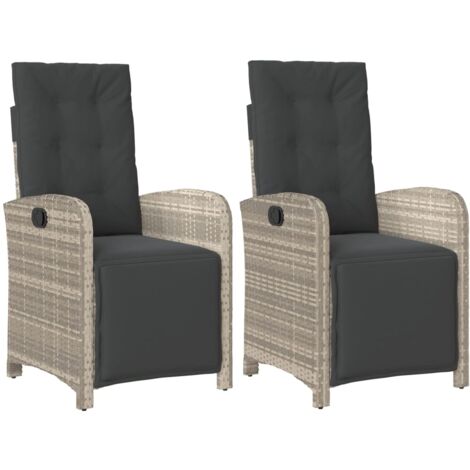 Chaises inclinables de jardin lot de 2 avec repose-pied rotin (1/5)