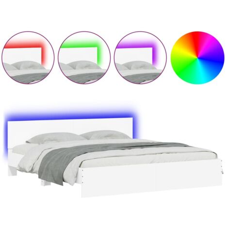Cadre de lit avec tête de lit et LED blanc 200x200 (1/5)