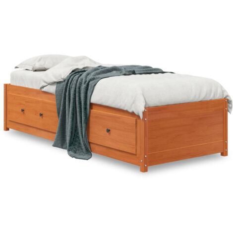 Lit de jour marron 90x190 bois de pin massif (1/5)