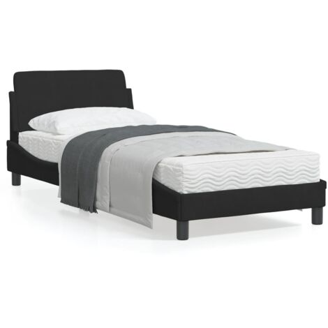 Cadre de lit avec tête de lit Noir 90x200 Velours (1/5)