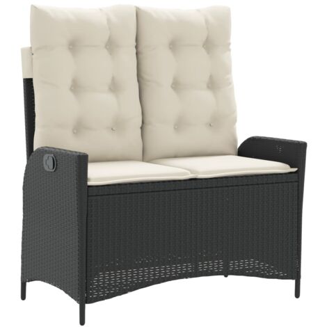 Banc inclinable de jardin avec coussins noir résine tressée (1/5)