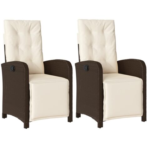 Chaises inclinables de jardin lot de 2 avec repose-pied rotin (1/5)