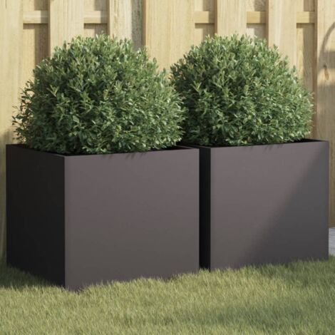 Jardinières 2 pcs noir 42x40x39 acier laminé à froid (1/5)