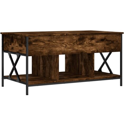Table basse chêne fumé 100x55x50 bois d'ingénierie et métal (1/5)