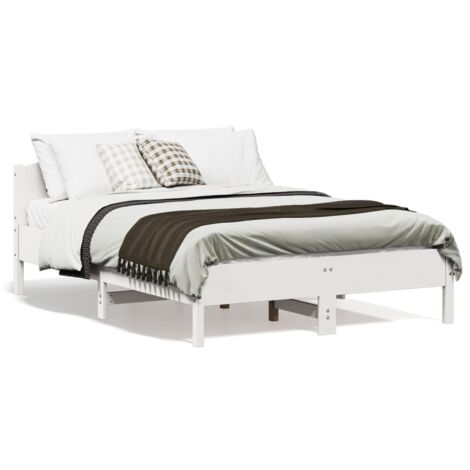 Cadre de lit avec tête de lit blanc 120x190 bois pin massif (1/5)