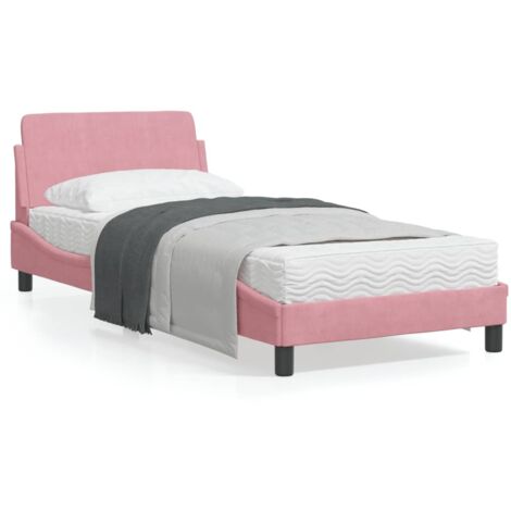 Cadre de lit avec tête de lit Rose 80x200 Velours (1/5)