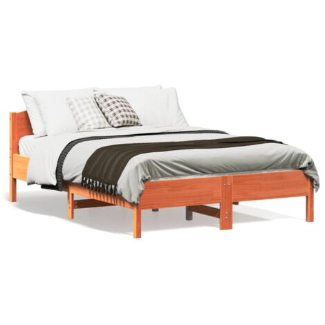 Cadre de lit avec tête de lit marron 120x190 bois de pin (1/5)