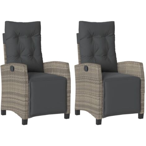 Chaises inclinables de jardin lot de 2 et repose-pied rotin (1/5)