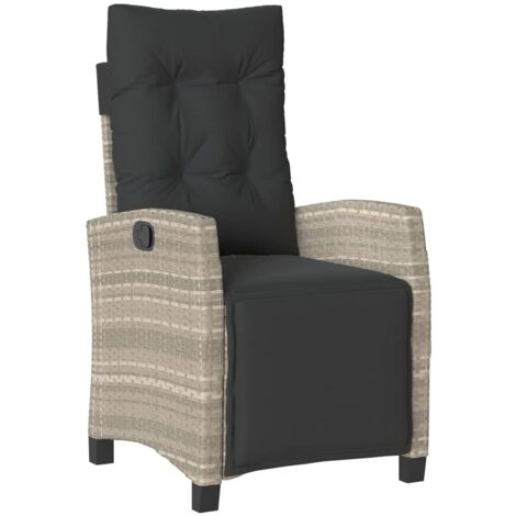 Chaise inclinable de jardin avec repose-pied gris clair rotin (1/5)