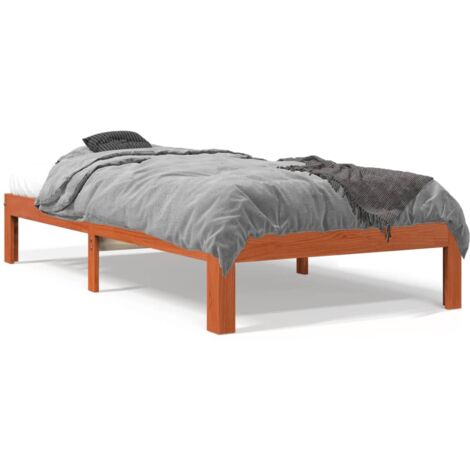 Cadre de lit marron 100x200 bois de pin massif (1/5)