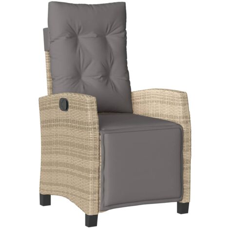 Chaise inclinable de jardin et repose-pied mélange beige rotin (1/5)