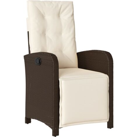Chaise inclinable de jardin repose-pied marron résine tressée (1/5)