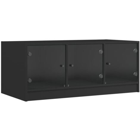 Table basse avec portes en verre noir 102x50x42 (1/5)