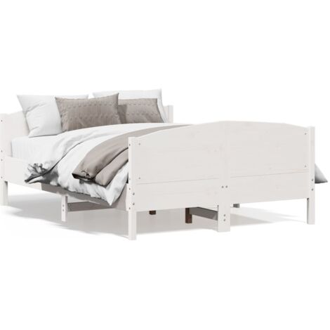 Cadre de lit avec tête de lit blanc 120x190 bois pin massif (1/5)