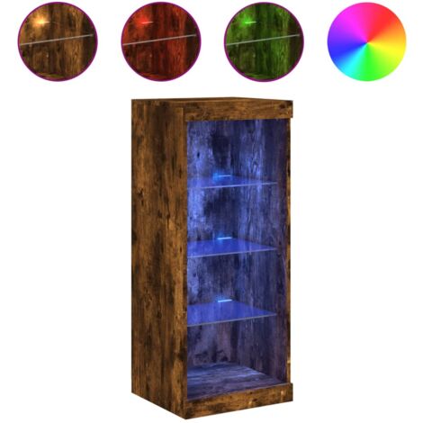Buffet avec lumières LED chêne fumé 41x37x100 (1/5)