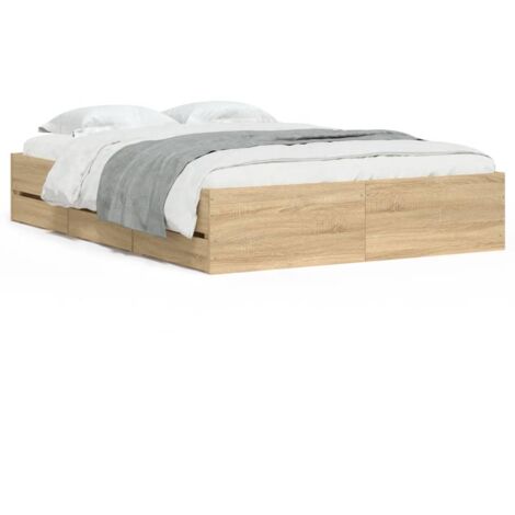 Cadre de lit et tiroirs chêne sonoma 120x190 bois ingénierie (1/5)