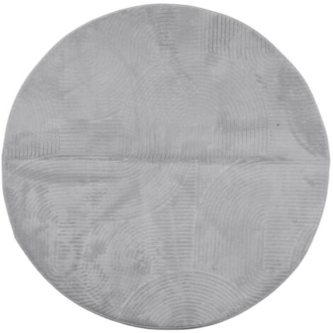 Tapis IZA poils courts style scandinave gris Ø 160cm (1/5)