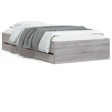 Cadre de lit et tiroirs sonoma gris 75x190 bois d'ingénierie (1/5)