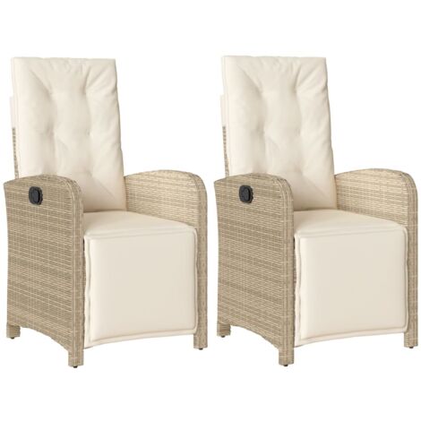 Chaises inclinables de jardin lot de 2 avec repose-pied rotin (1/5)
