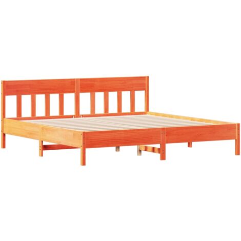 Cadre de lit et tête de lit marron 200x200 bois de pin (1/5)