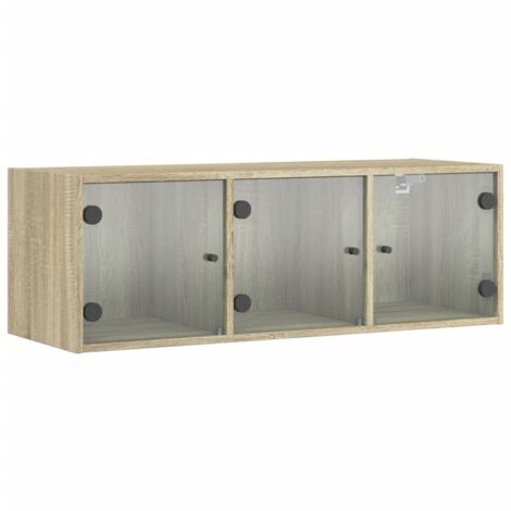 Armoire murale avec portes en verre chêne sonoma 102x37x35 (1/5)