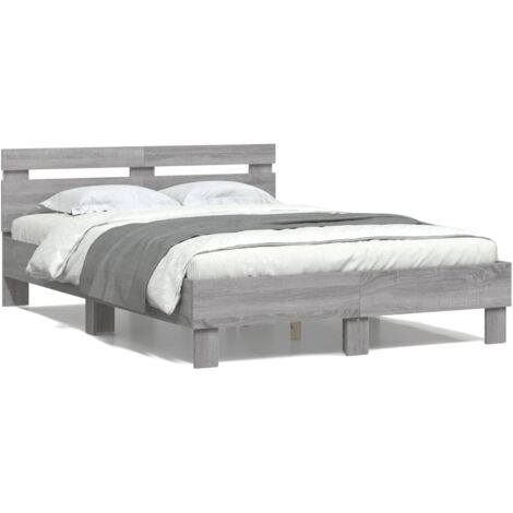 Cadre de lit avec tête de lit et LED sonoma gris 120x190 (1/5)