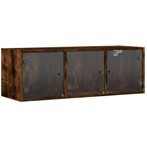 Armoire murale avec portes en verre chêne fumé 102x37x35 (1/5)