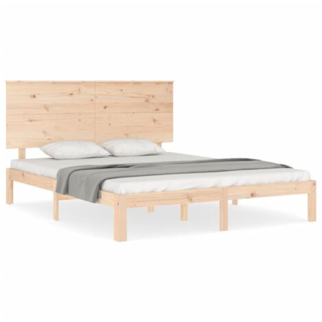 Cadre de lit avec tête de lit king size bois massif (1/5)