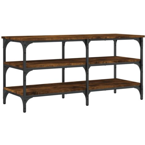 Banc à chaussures chêne fumé 100x38,5x49 bois d'ingénierie (1/5)