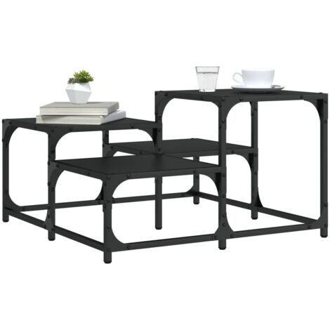 Table basse noir 68x68x40 bois d'ingénierie (1/5)
