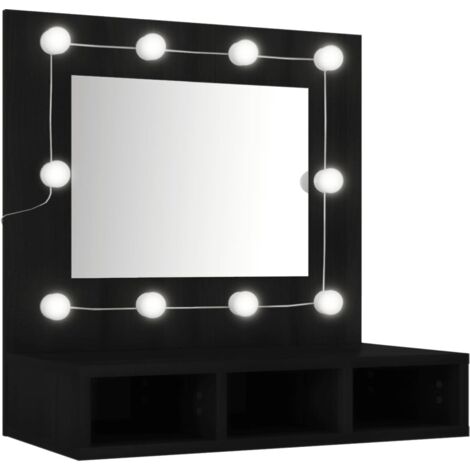 Armoire à miroir avec LED noir 60x31,5x62 (1/5)