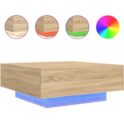 Table basse avec lumières LED chêne sonoma 80x80x31 (1/5)