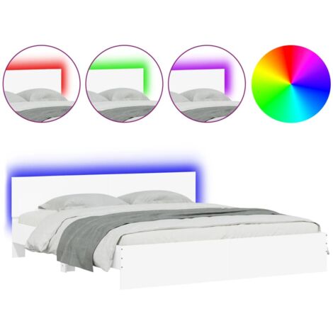 Cadre de lit avec tête de lit et LED blanc 180x200 (1/5)