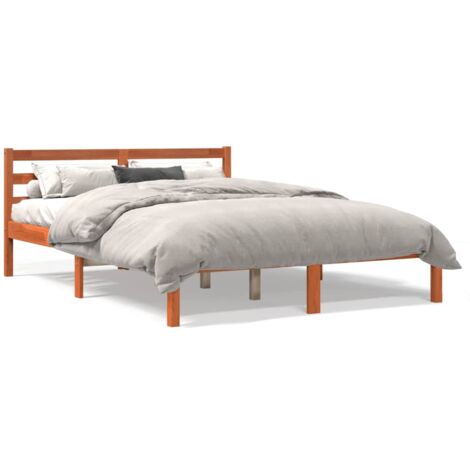 Cadre de lit marron 120x190 bois de pin massif (1/5)