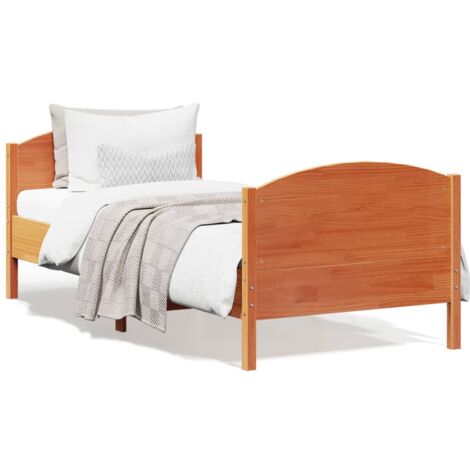 Cadre de lit avec tête de lit marron 90x190 bois de pin (1/5)
