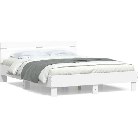 Cadre de lit avec tête de lit blanc 140x200 bois d'ingénierie (1/5)