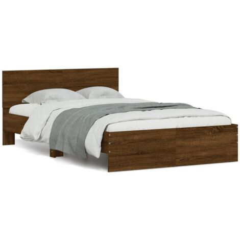 Cadre de lit avec tête de lit chêne marron 135x190 (1/5)