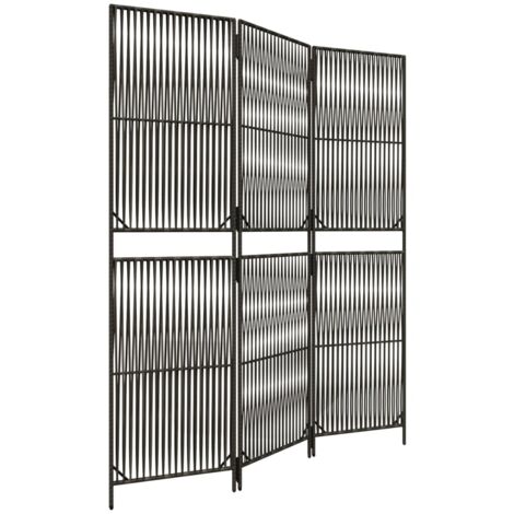 Cloison de séparation 3 panneaux gris résine tressée (1/5)