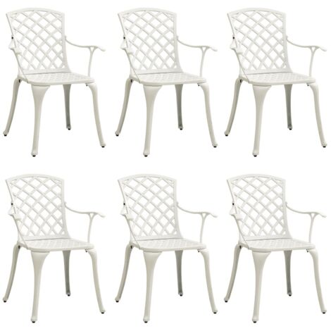 Chaises de jardin lot de 6 fonte d'aluminium blanc (1/5)