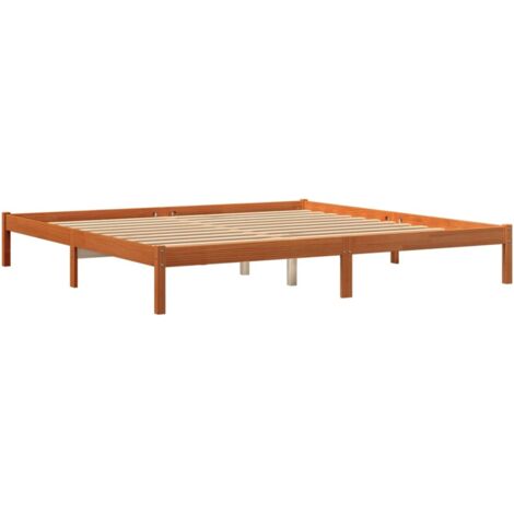 Cadre de lit marron 200x200 bois de pin massif (1/5)
