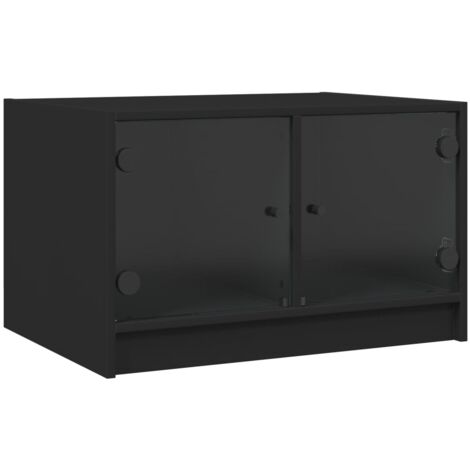 Table basse avec portes en verre noir 68x50x42 (1/5)