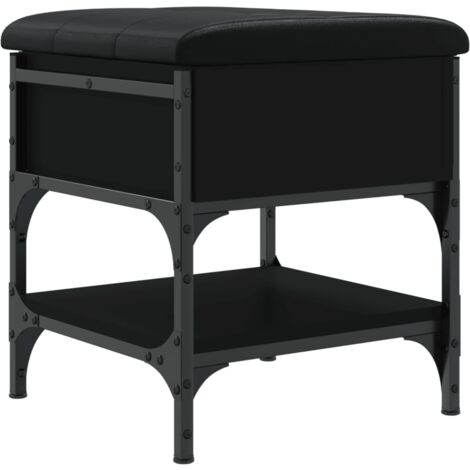 Banc à chaussures noir 42x42x45 bois d'ingénierie (1/5)