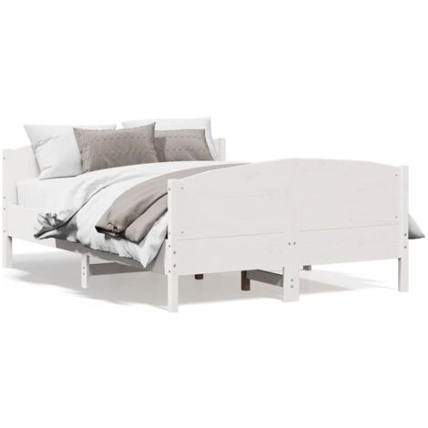 Cadre de lit avec tête de lit blanc 120x200 bois pin massif (1/5)