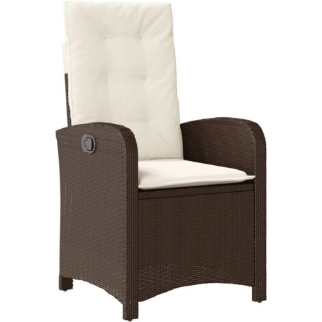 Chaise inclinable de jardin avec coussins marron résine tressée (1/5)