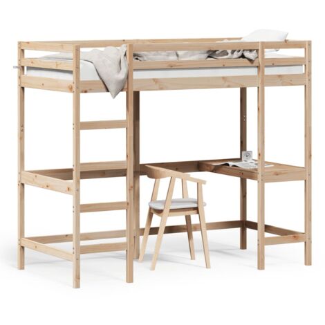 Lit superposé avec bureau 90x200 bois de pin massif (1/5)