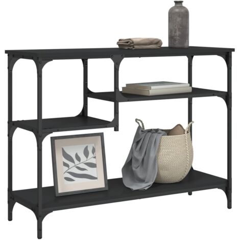 Table console avec étagères noir 100x35x75 (1/5)