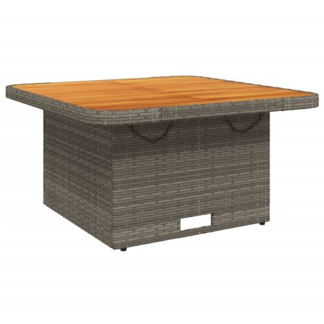 Table de jardin gris 80x80x71 résine tressée et bois acacia (1/5)