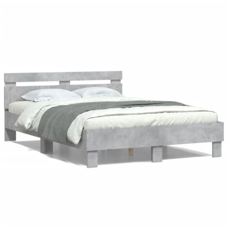 Cadre de lit avec tête de lit et LED gris béton 120x190 (1/5)