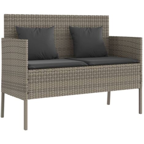 Banc de jardin avec coussins gris résine tressée (1/5)