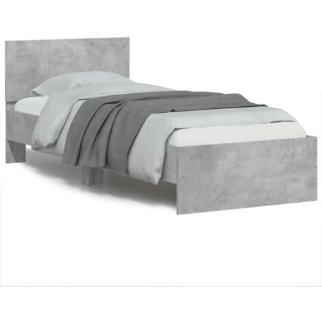 Cadre de lit tête de lit gris béton 75x190 bois ingénierie (1/5)